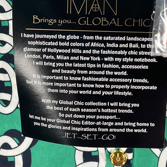 IMAN Tunic Jade GLOBAL CHIC V Neck Chain Link Flowy Blouse Corpcore Twee Office - Picture 15 of 16